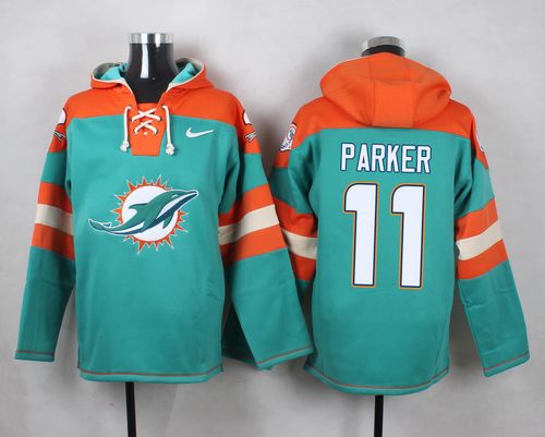 Nike Dolphins #11 DeVante Parker Aqua Green Player Pullover NFL Hoodie - Click Image to Close
